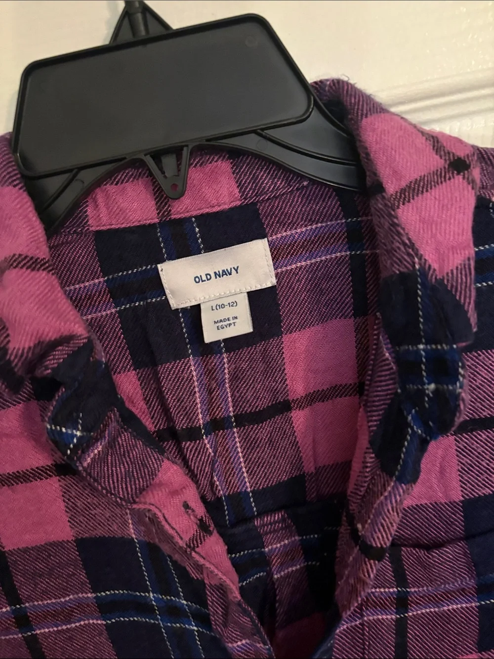 Old Navy Pink and Navy Plaid Button-Down Shirt